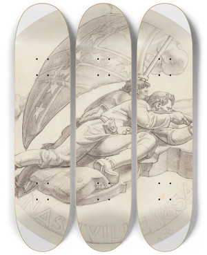 Triptych art skateboard deck of Dean Cornwell Nashville by Dean Cornwell (1892-1960)