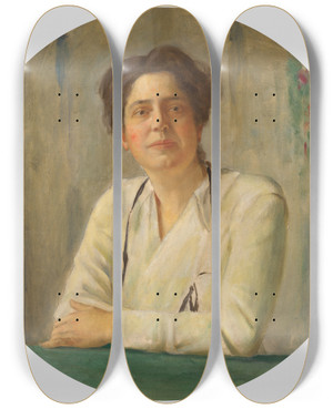 Triptych art skateboard deck of William Valentine Schevill Lillian D Wald by William Valentine Schevill (1864-1951)