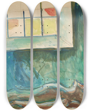 Triptych art skateboard deck of Edvard Munch Manskropp P Obduksjonsbordet by Edvard Munch (1863-1944)