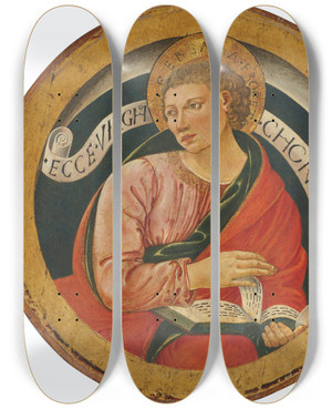 Triptych art skateboard deck of Pancrazio Iovetti The Prophet Jeremiah by Pancrazio Iovetti (1445-1513)
