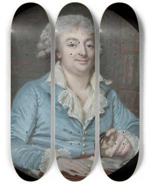 Triptych art skateboard deck of Franois Dumont Unknown Man by Francois Dumont (1751-1831)