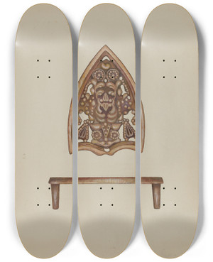 Triptych art skateboard deck of Vincent Mcpharlin Flat Iron Holder by Vincent Mcpharlin