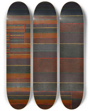 Triptych art skateboard deck of Paul Klee In The Current Six Thresholds by Paul Klee (1879-1940)