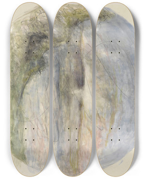 Triptych art skateboard deck of Theo Colenbrander Ontwerp Voor De Aardewerkdecoratie Op Een Schaal Met Een Landschap by Theo Colenbrander (1841-1930)