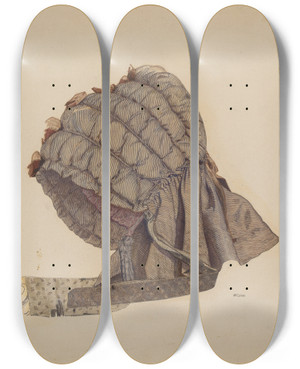 Triptych art skateboard deck of J Herman Mccollum Bonnet by J Herman Mccollum