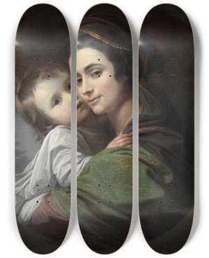 Triptych art skateboard deck of Benjamin West Elizabeth Shewell West And Her Son Raphael by Benjamin West (1738-1820)