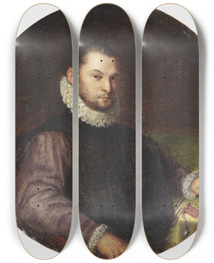 Triptych art skateboard deck of Lavinia Fontana Bildnis Eines Jungen Mannes by Lavinia Fontana (1552-1614)