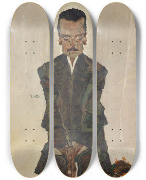 Triptych art skateboard deck of Egon Schiele Eduard Kosmack by Egon Schiele (1890-1918)