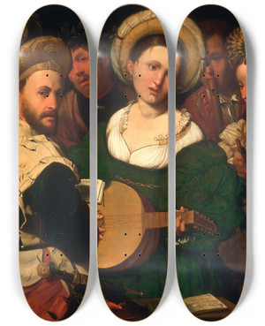 Triptych art skateboard deck of Callisto Piazza Musical Group by Callisto Piazza (1500-1561)