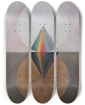 Triptych art skateboard deck of Hilma Af Klint The Swan No 12 Group Ixsuw by Hilma af Klint (1862-1944)