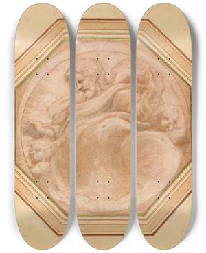 Triptych art skateboard deck of Correggio Christ In Glory by Correggio (1489-1534)