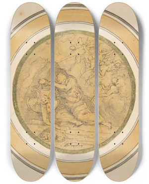 Triptych art skateboard deck of Giorgio Vasari Allegory Of Forgetfulness by Giorgio Vasari (1511-1574)