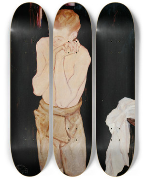 Triptych art skateboard deck of Franz Secky Debil by Franz Secky (1895-1950)