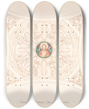 Triptych art skateboard deck of Joakim Skovgaard Udkast Til Freskerne I Viborg Domkirke Sndre Korsarmshvlvning by Joakim Skovgaard (1856-1933)
