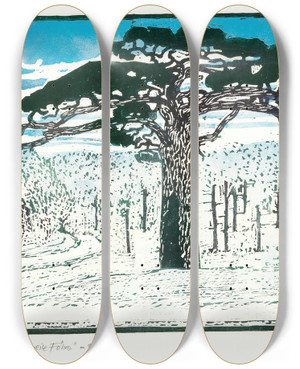 Triptych art skateboard deck of Broncia Kollerpinell Breite Fhre by Broncia Koller Pinell (1863-1934)
