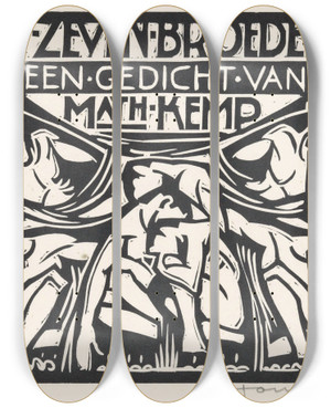 Triptych art skateboard deck of Henri Jonas De Zeven Broeders by Henri Jonas (1878-1944)
