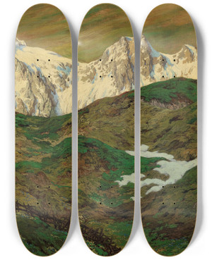 Triptych art skateboard deck of Hugo Hodiener Spring Is Trying To Come by Hugo Hodiener (1886-1945)