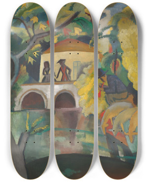 Triptych art skateboard deck of August Macke Rokoko by August Macke (1887-1914)