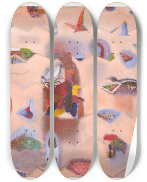 Triptych art skateboard deck of Tiit Psuke Birds Of The Baltic Sea Ii by Tiit Paasuke (1941)