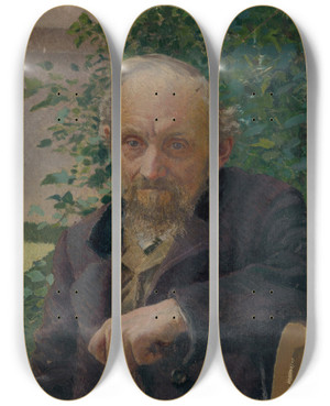 Triptych art skateboard deck of Milan Thomka Mitrovsk Portrait Of An Old Man by Milan Thomka Mitrovsky (1875-1943)