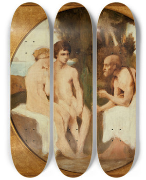 Triptych art skateboard deck of Jules Elie Delaunay Philtas Instruisant Daphnis Et Chlo by Jules Elie Delaunay (1828-1891) Triptych art skateboard deck of Jules Elie Delaunay Philtas Instruisant Daphnis Et Chlo by Jules Elie Delaunay (1828-1891)