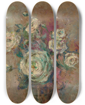 Triptych art skateboard deck of Douard Vuillard Les Roses Blanches by douard Vuillard (1868-1940)