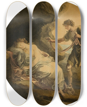 Triptych art skateboard deck of After Angelica Kauffmann Electra And Chrysothemis by After Angelica Kauffmann (1741-1807)