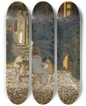 Triptych art skateboard deck of Douard Vuillard Repast In A Garden by douard Vuillard (1868-1940)