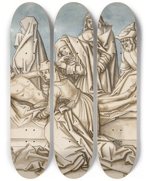 Triptych art skateboard deck of Circle Of Hans Holbein The Elder The Entombment Of Christ by Circle Of Hans Holbein The Elder (1465-1524) Triptych art skateboard deck of Circle Of Hans Holbein The Elder The Entombment Of Christ by Circle Of Hans Holbein The Elder (1465-1524)
