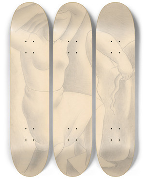 Triptych art skateboard deck of Mikul Galanda Morning_1 by Mikulas Galanda (1895-1938)