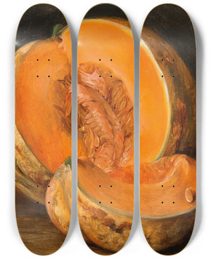 Triptych art skateboard deck of Josef Navrtil A Pumpkin by Josef Navratil (1798-1865)