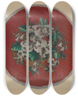 Triptych art skateboard deck of Edward Unger Embroidered Footstool Cover by Edward Unger