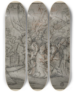 Triptych art skateboard deck of Antoine Coypel Martyrdom Of A Saint by Antoine Coypel (1661-1722)