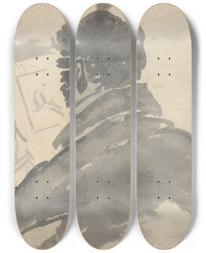Triptych art skateboard deck of George Jones Study Of Jmw Turner Sketching by George Jones (1786-1869)