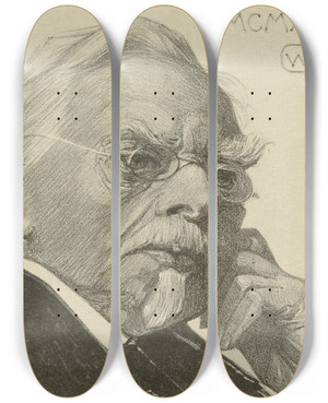 Triptych art skateboard deck of Bernard Willem Wierink Portret Van August Alleb_1 by Bernard Willem Wierink (1856-1939)