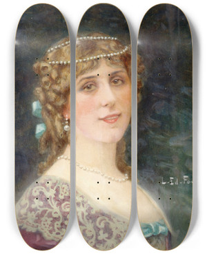 Triptych art skateboard deck of Louis Douard Fournier Portrait De Gabrielle Robinne Socitaire De La Comdiefranaise Dans Le Rle Delmire Du Tartuffe by Louis douard Fournier (1857-1917)