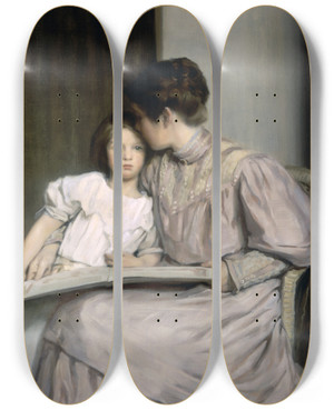 Triptych art skateboard deck of William Sergeant Kendall An Interlude by William Sergeant Kendall (1869-1938)