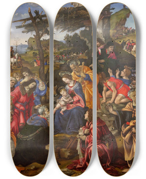 Triptych art skateboard deck of Filippino Lippi Adoration Of The Magi by Filippino Lippi (1457-1504) Triptych art skateboard deck of Filippino Lippi Adoration Of The Magi by Filippino Lippi (1457-1504)
