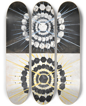 Triptych art skateboard deck of Hilma Af Klint Group Ixsuw No 8 The Swan No 8 by Hilma af Klint (1862-1944)