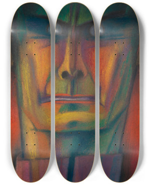 Triptych art skateboard deck of Karl Wiener Mnnliches Portrt Nach Rudolf Hess by Karl Wiener (1901-1949)