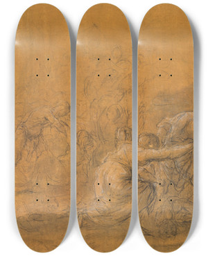 Triptych art skateboard deck of The Veneto The Massacre Of The Innocents by The Veneto (1425-1449)