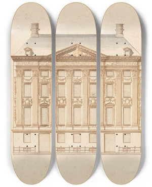Triptych art skateboard deck of Johann Teyler Front Elevation Facade by Johann Teyler (1648-1709)