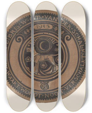 Triptych art skateboard deck of Richard Nicolas Roland Holst Ontwerp Voor Ex Libris Van Wcth Van Der Schalk by Richard Nicolaus Roland Holst (1868-1938)