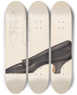 Triptych art skateboard deck of Hedwig Emanuel Shoe by Hedwig Emanuel