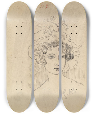 Triptych art skateboard deck of George Augustus Sala Duchesse De Berri by George Augustus Sala (1828-1895)