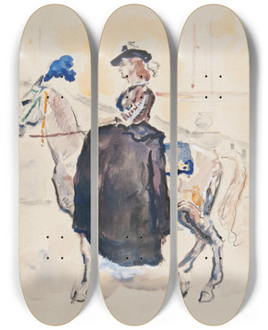 Triptych art skateboard deck of Ivan Ivanec Amazonka Na Koniu W Stroju Historycznym by Ivan Ivanec (1893-1946)