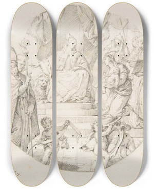 Triptych art skateboard deck of Francesco Zugno Nobility Presenting An Infant To Venice by Francesco Zugno (1709-1787)