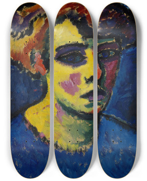 Triptych art skateboard deck of Alexej Von Jawlensky Frauenkopf Head Of A Woman by Alexej Von Jawlensky (1864-1941)