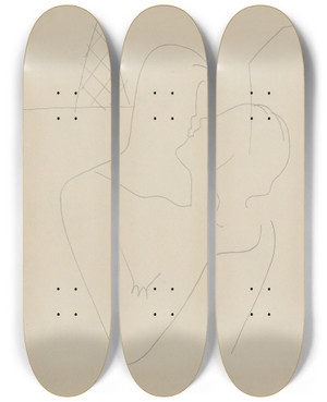Triptych art skateboard deck of Mikul Galanda Sketchbook With Various Studies_13 by Mikulas Galanda (1895-1938)
