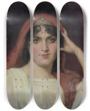 Triptych art skateboard deck of Louis Douard Fournier Portrait De Madeleine Roch 18851930 Socitaire De La Comdiefranaise Dans Le Rle De Sabine Dans Horace by Louis douard Fournier (1857-1917)